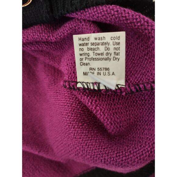Vintage Vivanti Women's Sweater Wrap Style Purple Black Sz 16 Reto - Picture 11 of 16